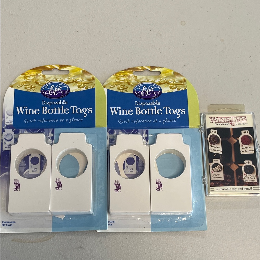 Epic Products Wine Bottle Tags Set - 3 sets